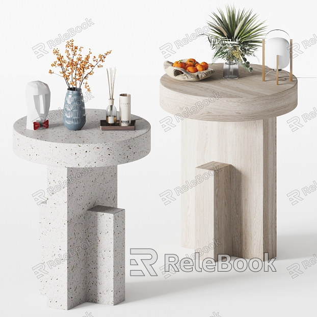 Modern round terrazzo side corner model