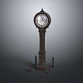 Classic Wooden Grandfather Clock With Carved Base And Round Clock Face