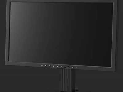 Sleek Black Computer Monitor With Base Stand And Control Buttons 3d model
