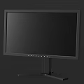 Sleek Black Computer Monitor With Base Stand And Control Buttons