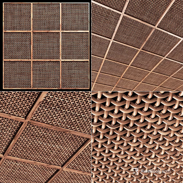 Modern Ceiling Design Featuring Multiple Styles Grid Patterns Wavy Textures And Metal Surfaces 3d model