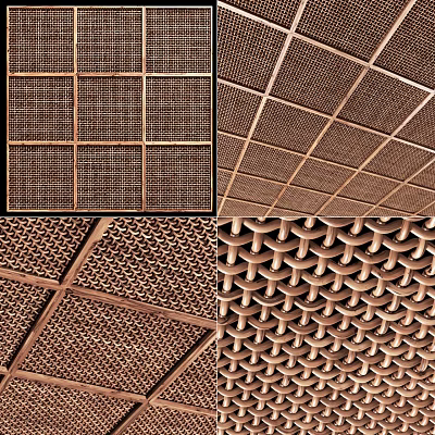 Modern Ceiling Design Featuring Multiple Styles Grid Patterns Wavy Textures And Metal Surfaces 3d model