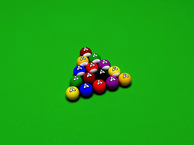 Billiard Room Interior With Green Cloth And Colorful Pool Balls On Table 3d model