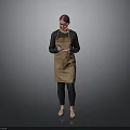Person Wearing Brown Apron Holding Items In Gray Black Gradient Background