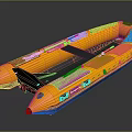 Yellow And Black Inflatable Boat With Durable Buoyancy Tubes And Spacious Seating Area 3d model