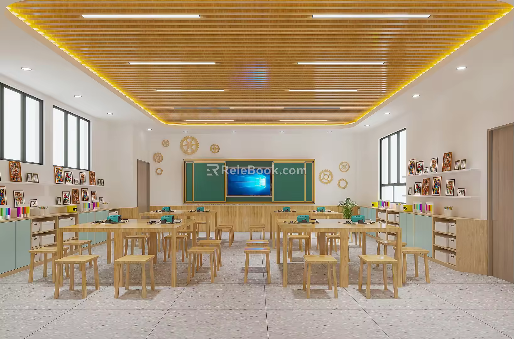 Modern Classroom Children's Handmade Carpentry Art Classroom Wisdom Interactive Classroom Science Experiment Classroom 3d model
