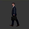 Confident Man Walking With Briefcase In Gray Background Wearing Professional Suit