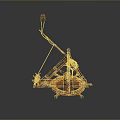 3D Rendered Ancient Weapon Trebuchet With Orange Black Arm Structure And Counterweight