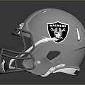 Silver Raiders Football Helmet With Black Stripe And Front Logo Design