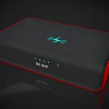 Modern Black and Red Wireless Charger with DC OUT Ports for Mobile Devices