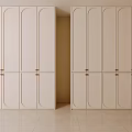 Modern Elegant Cream White French Style Wardrobe Sets With Arched Door Panels For Bedroom Storage