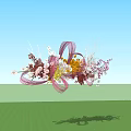 Floral Installation With Colorful Flowers Decorative Curved Lines And Natural Elements