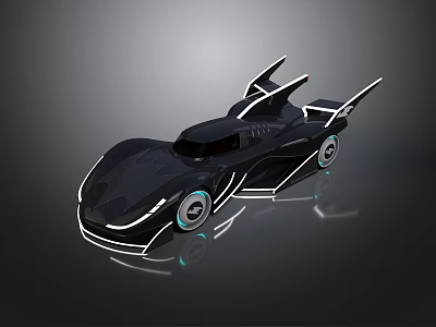 Sleek Black Futuristic Car With Streamlined Design Illuminated Lines And Rear Wings 3d model