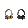 Stylish Brown And Black Over Ear Headphones With Leather Ear Cushions And Adjustable Headband