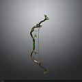 Handcrafted Wooden Bow With Green Leaves And Natural Vine Accents Design