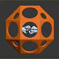 Modern Orange Geometric Decorative Furniture Piece With Hollow Design And Shiny Reflective Surface