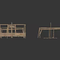 Various Wooden Frame Household Items Including Tables Shelves And Functional Structures 3d model