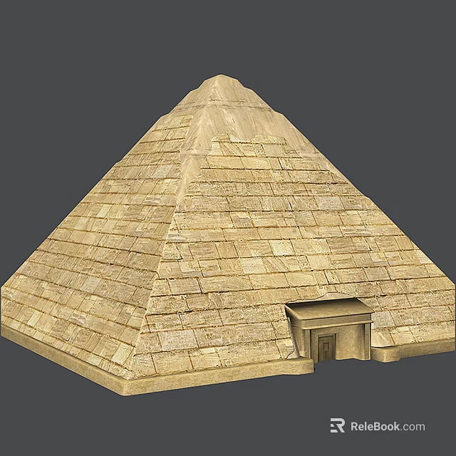Cartoon Pyramid Scene with Detailed Yellow Stone Brick Structure and Small Entrance 3d model 
