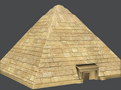 Cartoon Pyramid Scene with Detailed Yellow Stone Brick Structure and Small Entrance 3d model