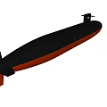 Black and Red Military Submarine Model with Rear Propeller Warship Design