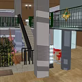 Modern Public Office Area With Open Layout Staircase And Green Plants