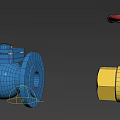 Blue Ball Valve And Gold Globe Valve With Red Handle Industrial Fittings