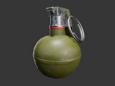 Military Weapon Green Grenade with Metal Pin and Classic Design 3d model