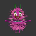 Playful Pink Spiky Cartoon Creature With Big Eyes And Open Arms