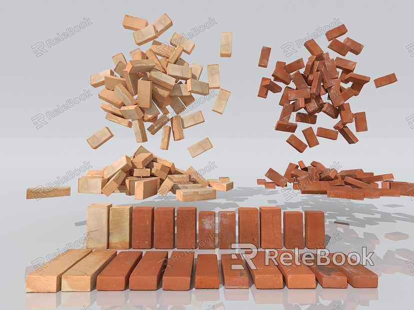 Brick pile brick hollow brick sintered brick fire brick ordinary brick cement brick building material masonry wall solid brick perforated brick material storage yard II model