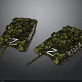 Two Military Tanks With Green Camouflage Pattern And Z Markings On Dark Background