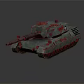 Armored Military Tank With Camouflage Paint Main Cannon Turret And Tracks