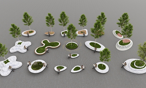 Modern Tree Pond Tree Pond Landscape Seat Flower Table Flower Beds Landscape Tree Pond Special-shaped Planting Pool Park Public Bench Outdoor Bench 3d model