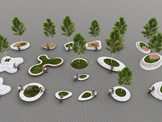 Modern Tree Pond Tree Pond Landscape Seat Flower Table Flower Beds Landscape Tree Pond Special-shaped Planting Pool Park Public Bench Outdoor Bench 3d model