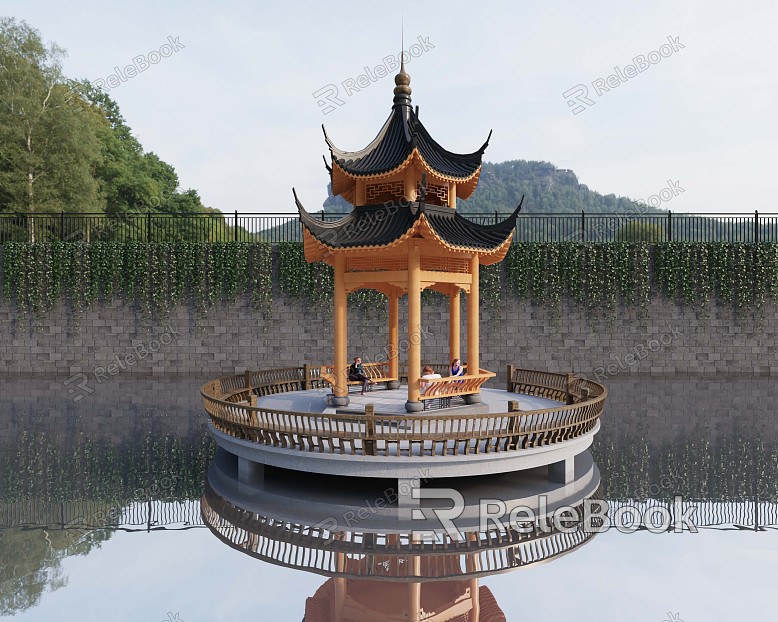 Chinese-style pavilion model