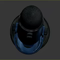 Professional Blue Microphone with Spiral Stand and Black Mesh Design