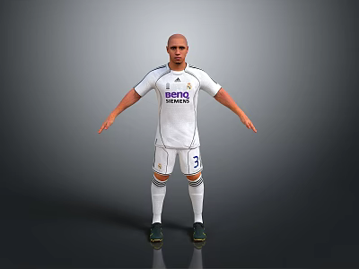 3D Football Player Model Wearing Real Madrid White Jersey Number 3 Shorts Socks Shoes 3d model