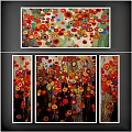 Modern Abstract Oil Paintings With Vibrant Colors Geometric Patterns And Textures