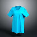 Blue V Neck Short Sleeve Casual T Shirt With Comfortable Fabric Design