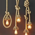 Rustic Jute Rope Pendant Lights With Unique Knot Designs And Warm Glowing Bulbs