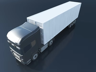 Modern White Cargo Truck 3D Model With Sleek Design And Large Container 3d model