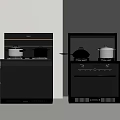 Modern Black Kitchen Appliances With Integrated Stove And Range Hood Design