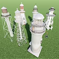 Garden Ornaments Featuring White Lighthouse Models on Green Grass with Various Designs