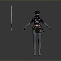 Fantasy Warrior Character With Mythical Creature And Sword In Armor Outfit