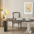 Elegant Modern Desk Interior With Chair Lamp Laptop Coffee Cup Books And Plant