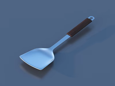 Stainless Steel Kitchen Spatula With Wooden Handle For Cooking Use 3d model