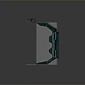Futuristic Industrial Metallic Reinforced Door With Framed Panel Design And Grilled Base Platform