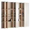 Modern Wooden Bookcase With Open Shelves Holding Books And Decorative Vases
