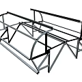 Architectural Metal Frame Structure With Cross Bracing And Curved Steel Beams For Building Support Systems
