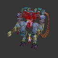Blue Mechanical Creature With Armored Exoskeleton Glowing Eyes Weapon And Tail