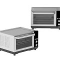 Modern White And Black Kitchen Toaster Ovens With Stainless Steel Tops And Control Knobs 3d model
